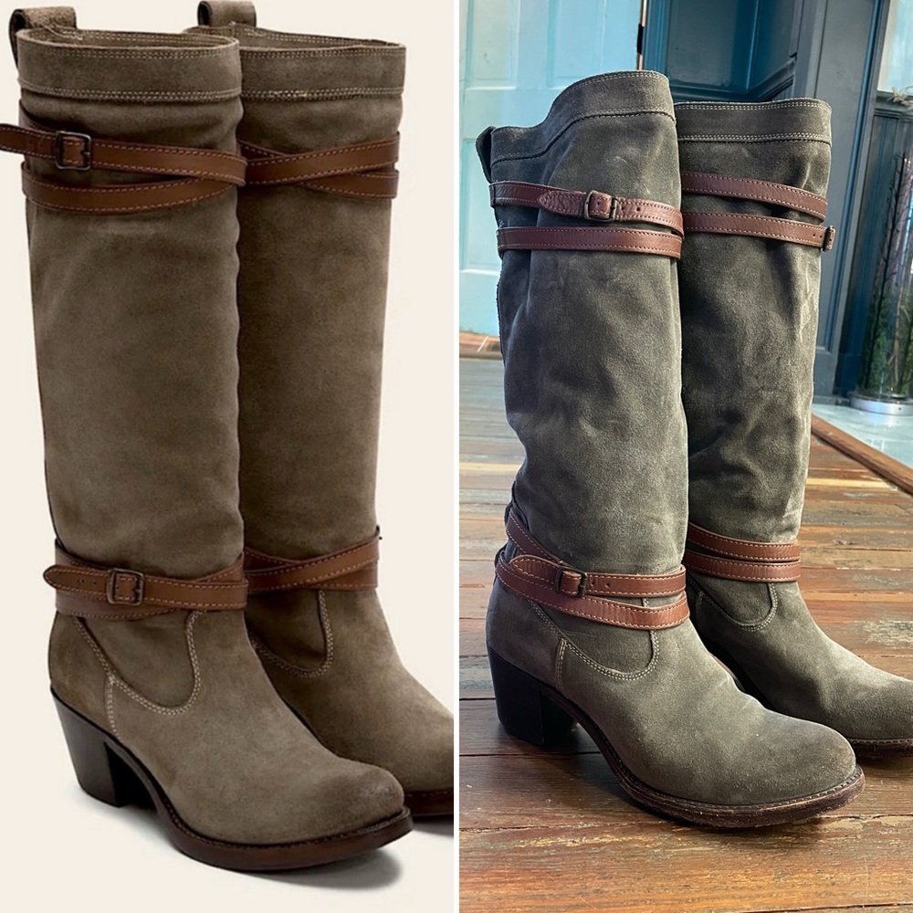 Frye Women's Heeled Boots - Grey/Green and Tan